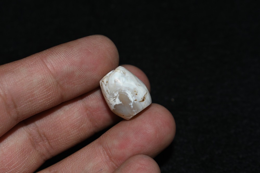 Authentic Ancient Central Asian Greco Bactrian Agate Stone Bead with Patina