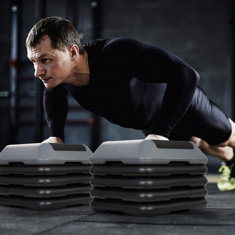 16''×16'' Workout Aerobic Stepper Exercise Platform Nonslip with 4 Risers