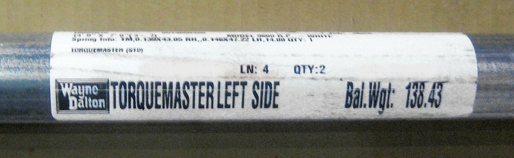 Wayne Dalton Torquemaster One Convert To Torquemaster Plus 7’ 120#-129# 2Spring
