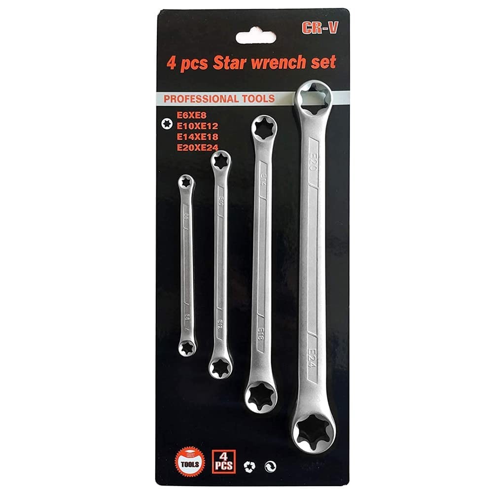 WINTOWIN 4 Piece TRX-Star E-Torx Box Wrench Set, E6 E8 E10 E12 E14 E18 E20...