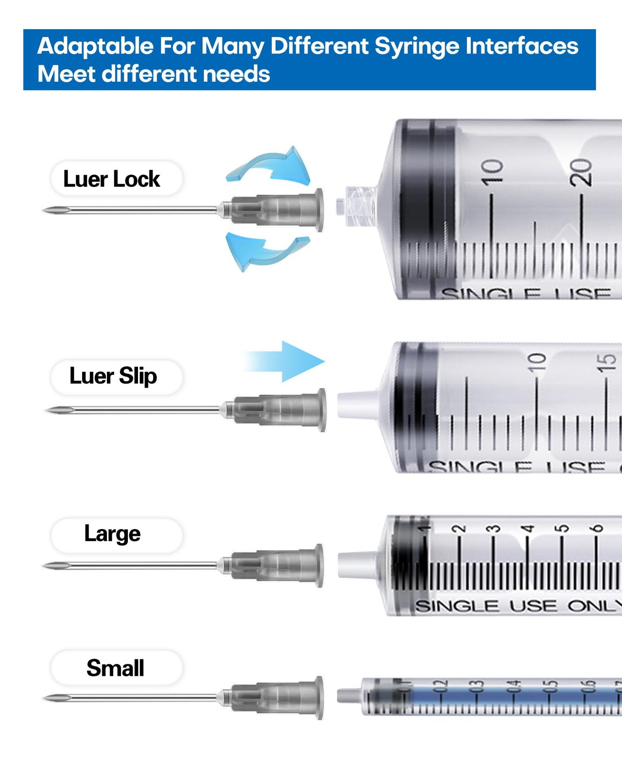 100 Pcs 22G 1 Inch Disposable Needle, Luer Lock Individual Package 22G-1