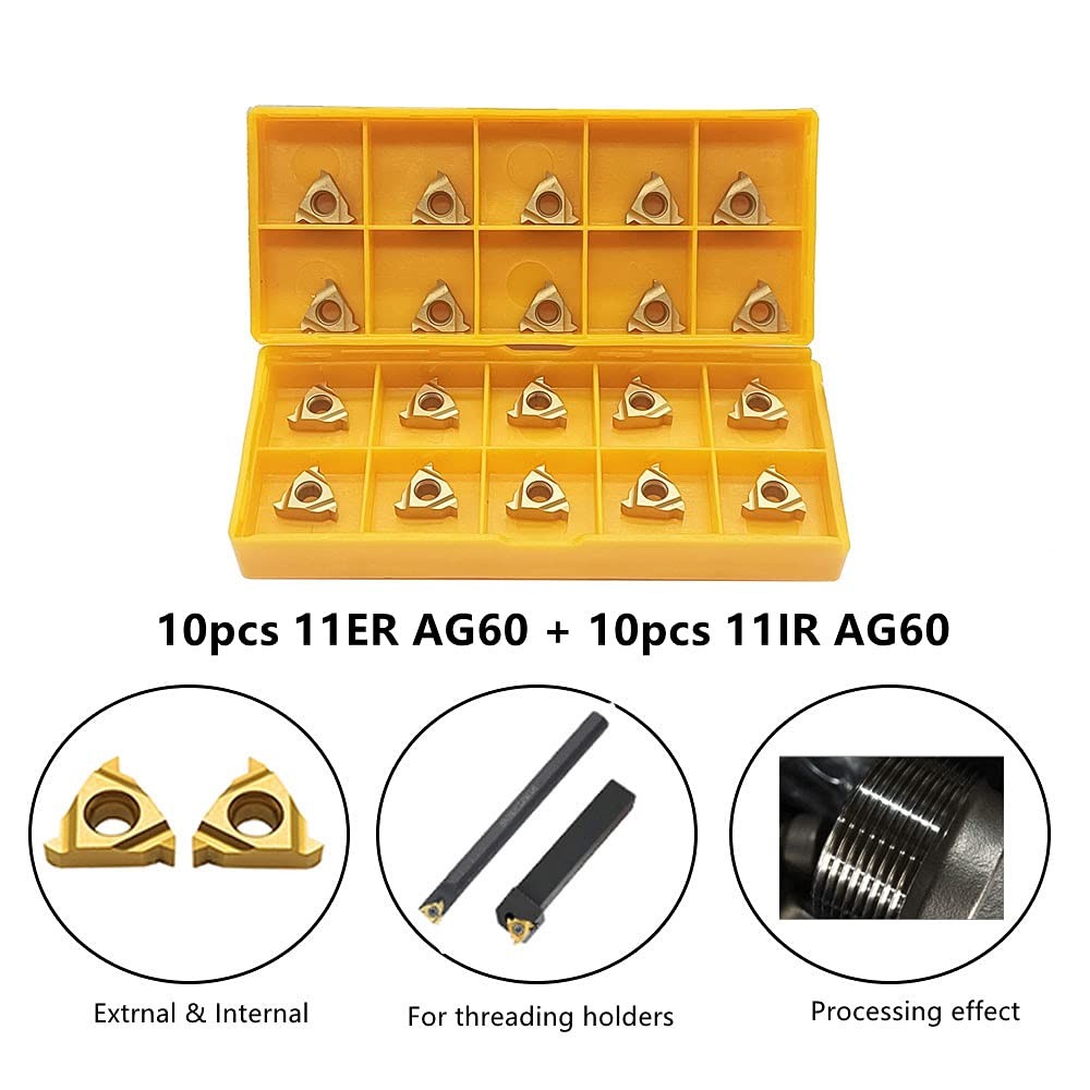 Lathe Threading Inserts 11ER AG60 + 11IR AG60 Carbide Inserts for External Thr