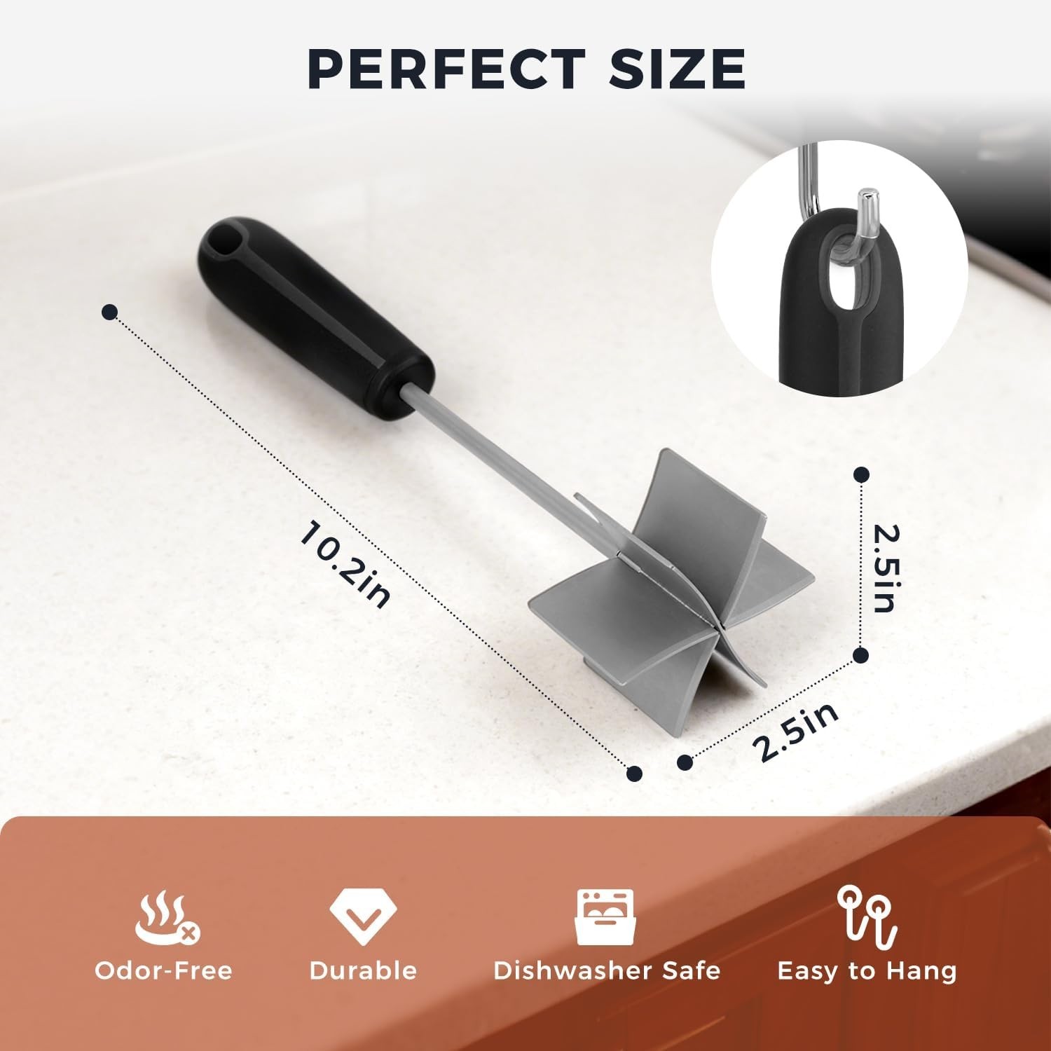 304 Stainless Steel Meat Chopper & Masher, 10 Inch Heat Resistant Ground Beef...