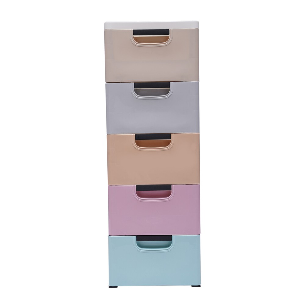 5 Tier Stackable Cabinet Vertical Clothes Storage Tower Tall Small Chest Closet