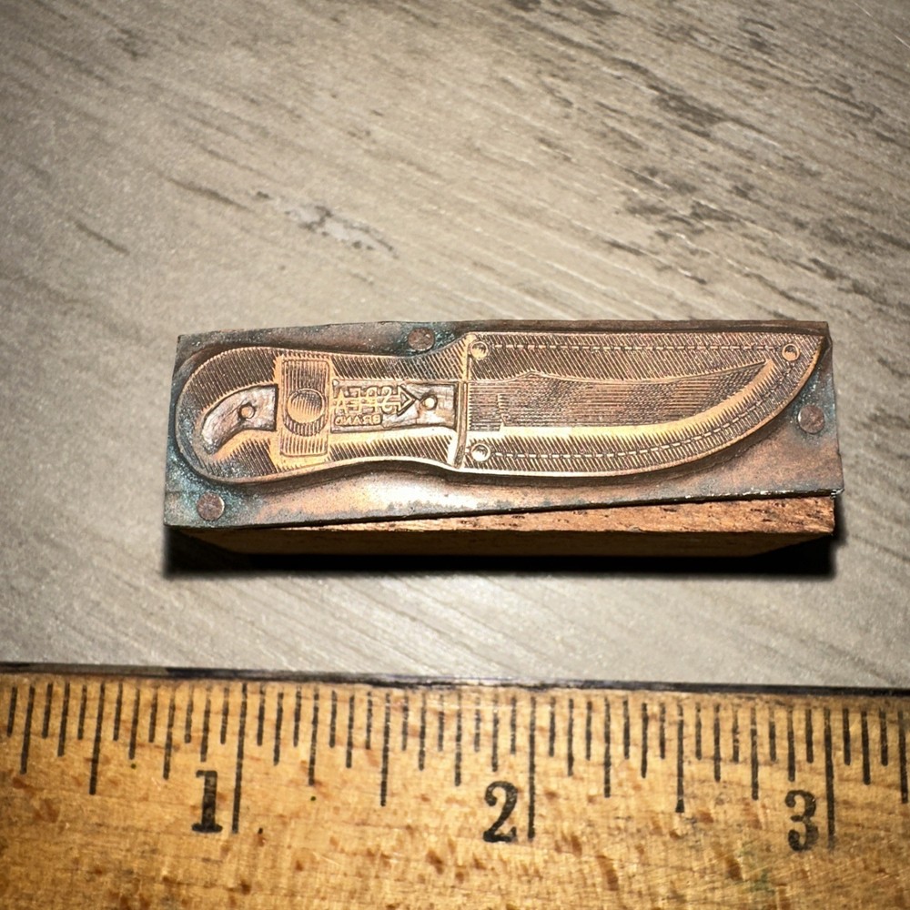 Printing Block “ Spear Brand Fixed Blade Knife “ Copper Face