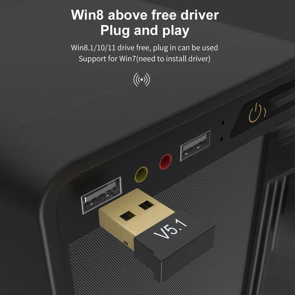 USB 2.0 Wireless Bluetooth 5.1 Adapter Dongle Transmitter Receiver For PC Laptop
