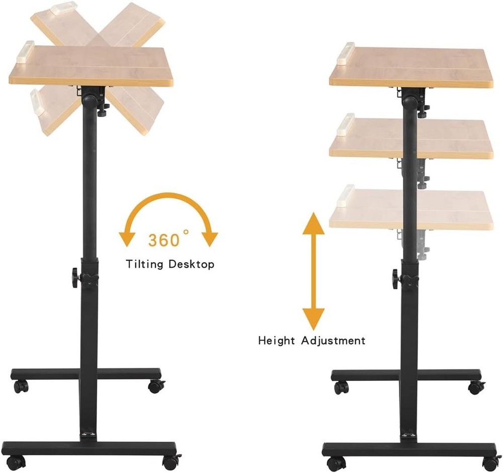 Tilting Overbed Table with Height Adjustment for Laptop and Writing Convenience