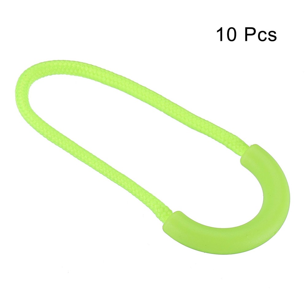 Zipper Pulls Extension Handle Cord, 10 Pack Plastic U-Shape, Fluorescent Green