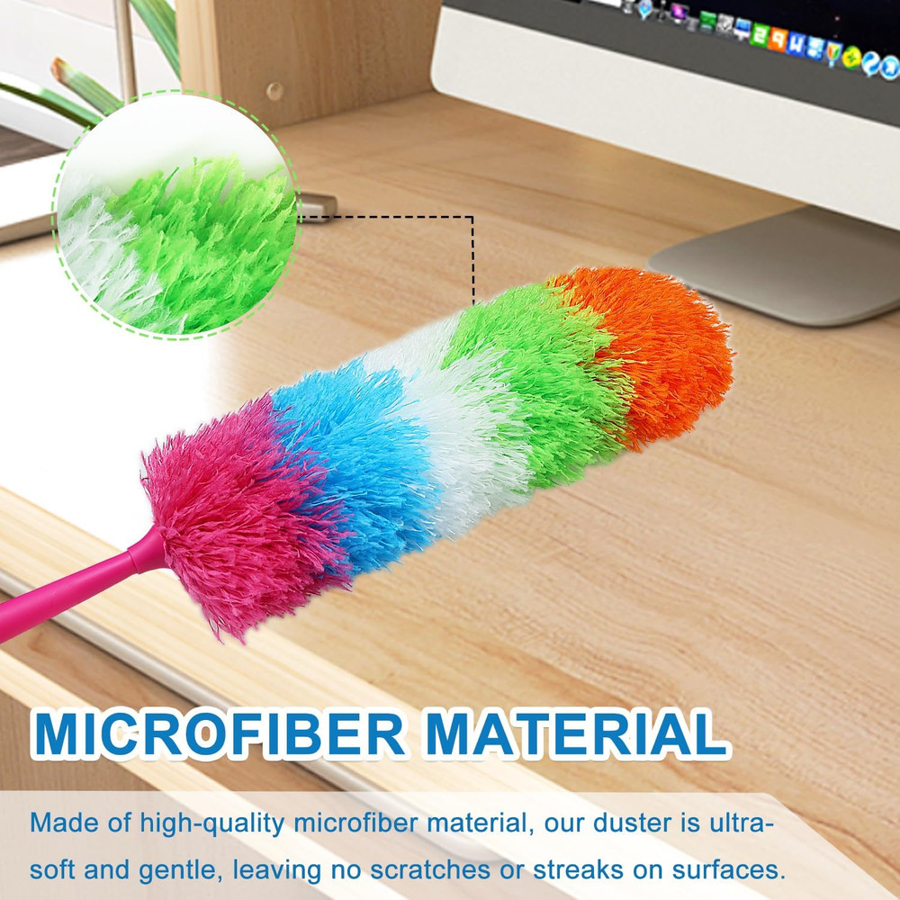 20-Inch Microfiber Hand Duster, Car Interior Detailing Duster, Rainbow Feather D