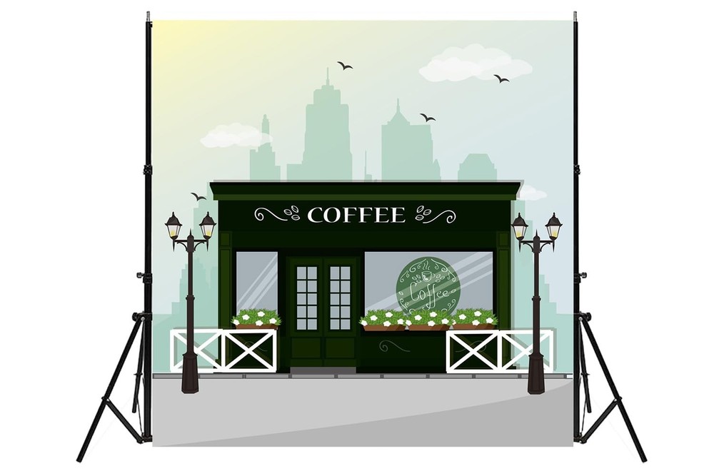 Coffee House Backdrop 6x6ft