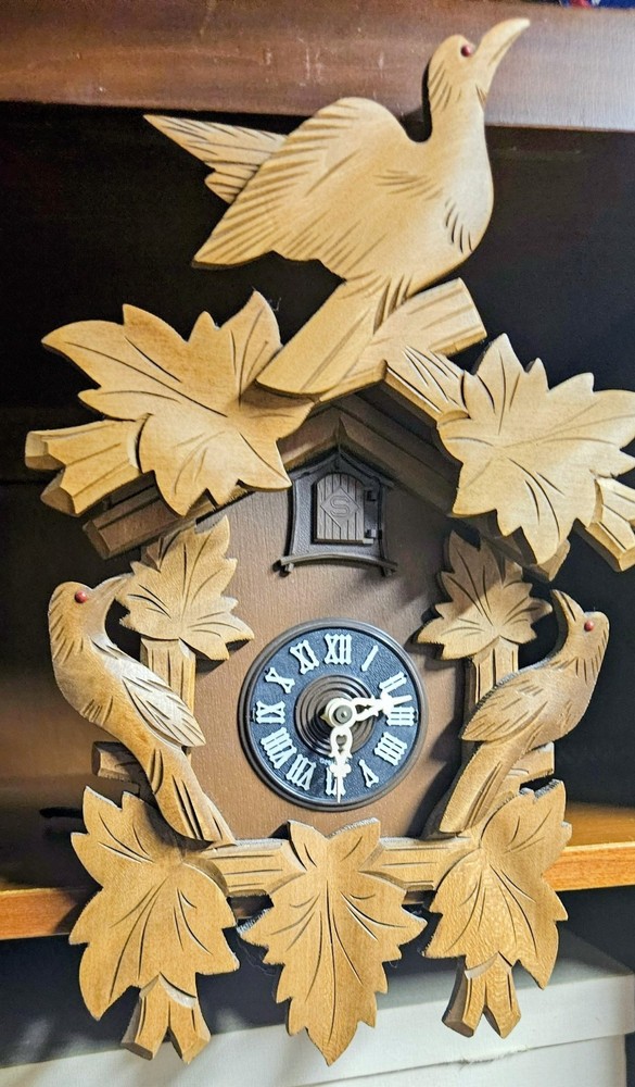 Vintage Antique Germany Black Forest Strike,Cuckoo Clock, 2 Weights Driven clock