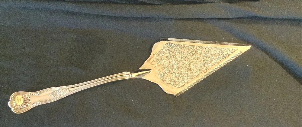 Silver Studios Large Silver Plated Cake Server Ornate Scroll Design 11.5"