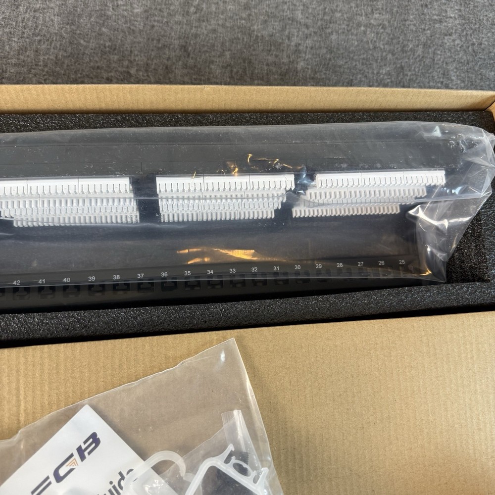 FGB 48 Port Patch Panel Cat 6A 1U Rackmount Ethernet Network New Open Box