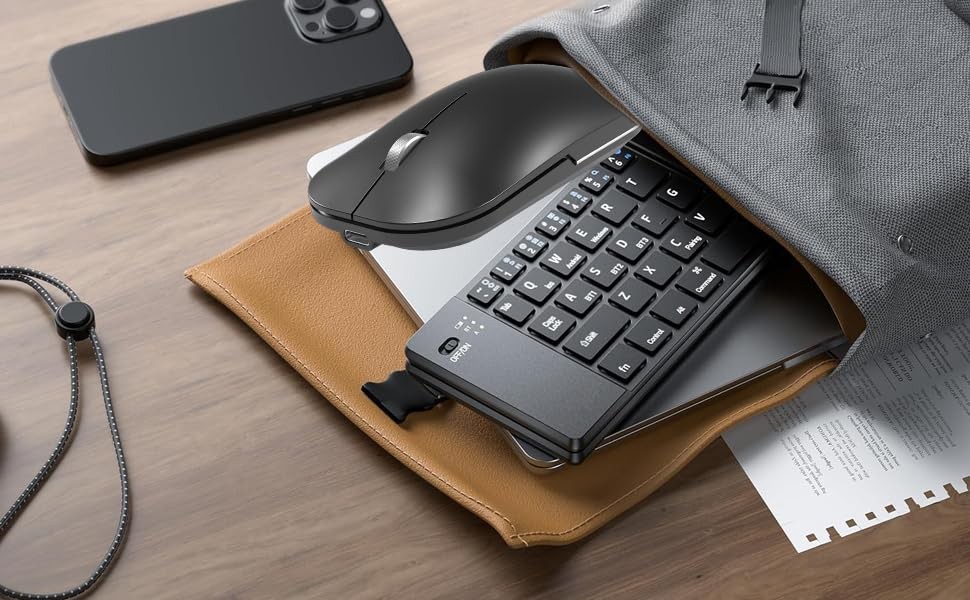 Foldable Keyboard and Mouse Combo,Bluetooth Keyboard and Mouse Combo for Gray