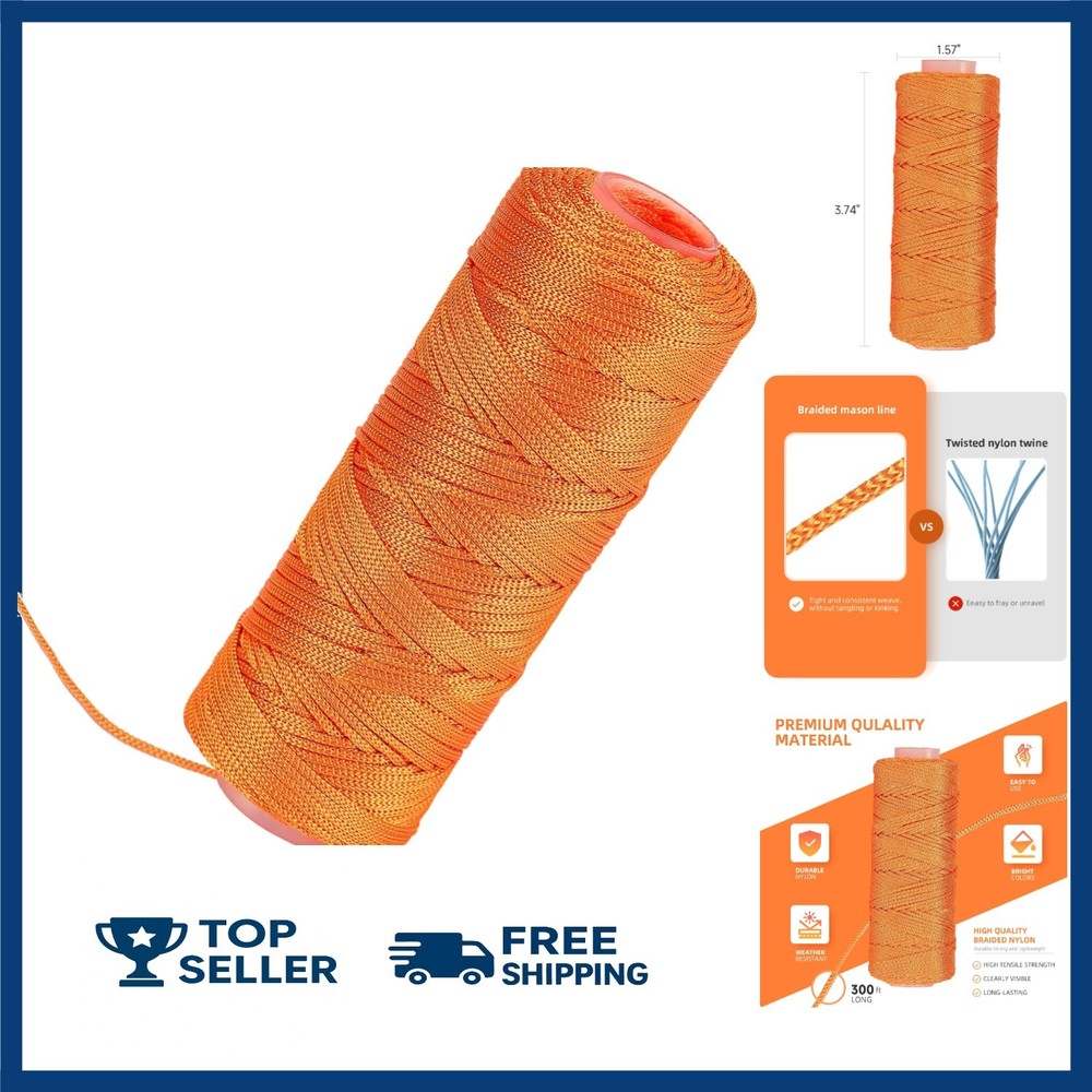 Romeda Mason Line #18, 500 Ft Orange String, Construction Twine for