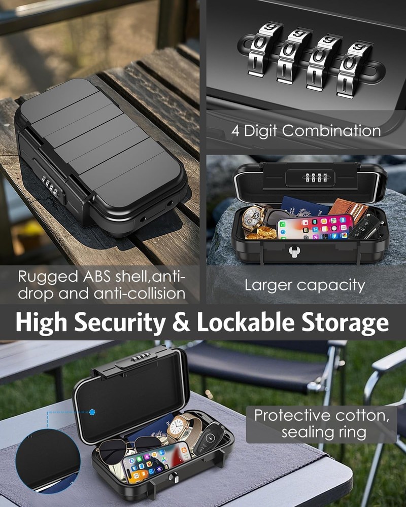 AMIR Portable Safe Box, Combination Security Case LockBox with Code, Black