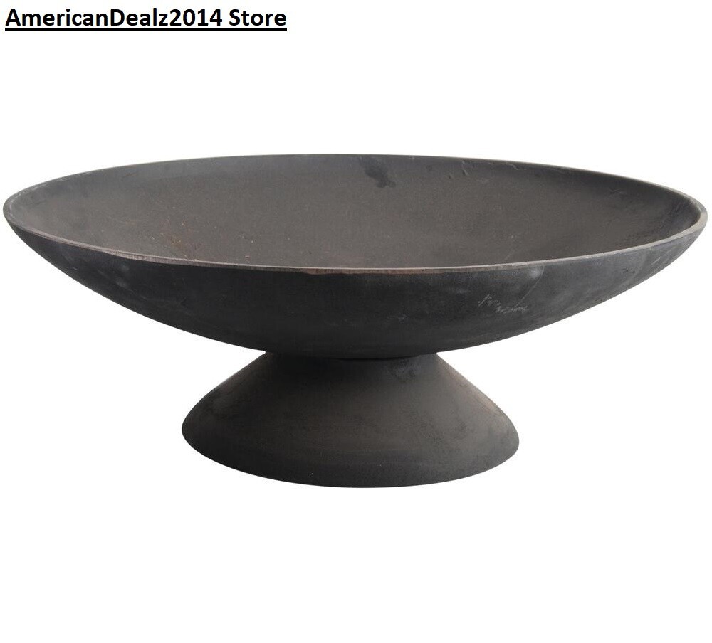 23" Heavy Duty Black Round Cast Iron Fire Bow Pit Deep Bowl Backyard Camping