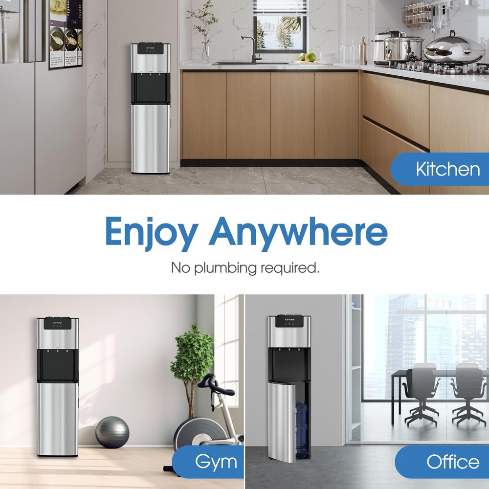 Self-Cleaning Bottom Loading Water Cooler Dispenser, 3 Temperature Settings -...