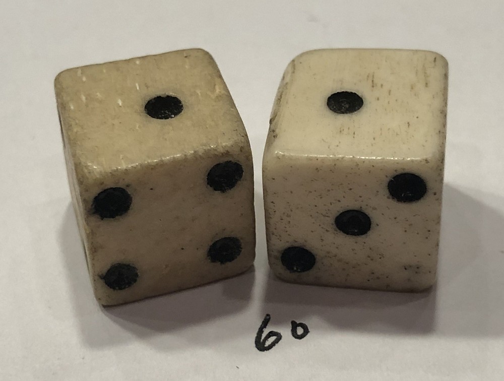 vintage Pair Bone (Bovine) Dice 1/2”