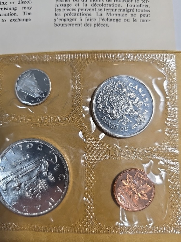 1966 Canadian Proof-like Mint Set 6 Coin Set With Envelope 80% Silver