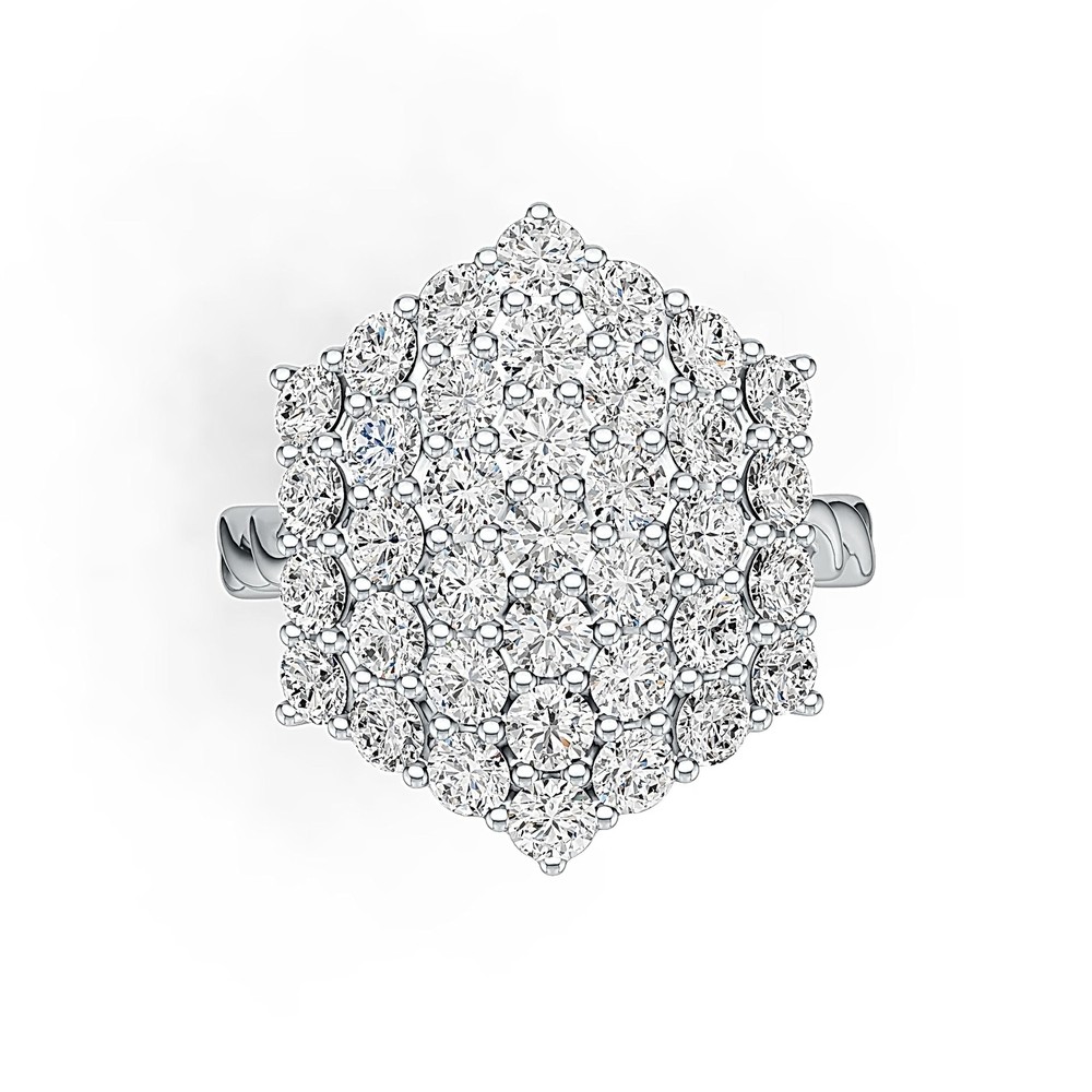Sterling Silver Cluster Statement Ring with White Topaz or Moissanite