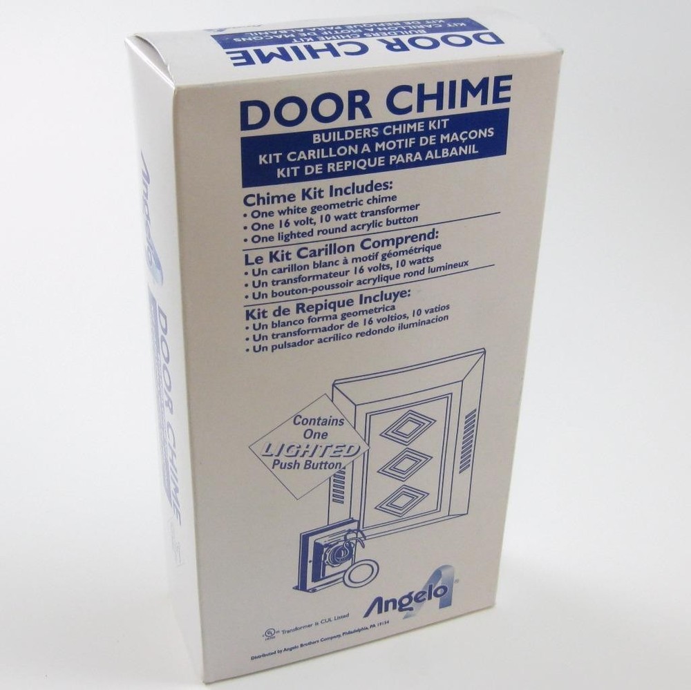 Angelo 76210 Builders White Door Chime Kit, Lighted Button, includes Transformer