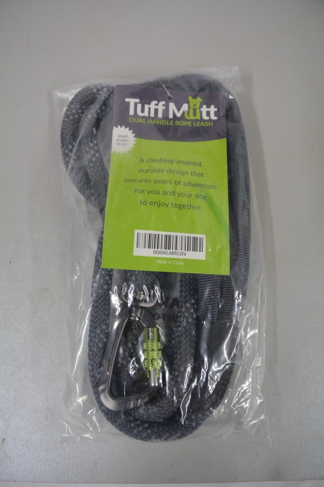 Gray Tuff Mutt Dual Handle Rope Dog Leash 5'🔥