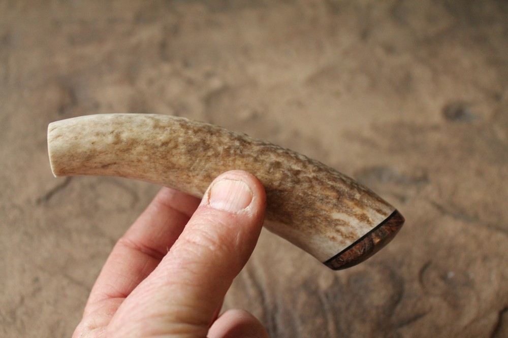 ~Elk antler knife handle ~Stabilized box elder burl ~Flintknapping knife