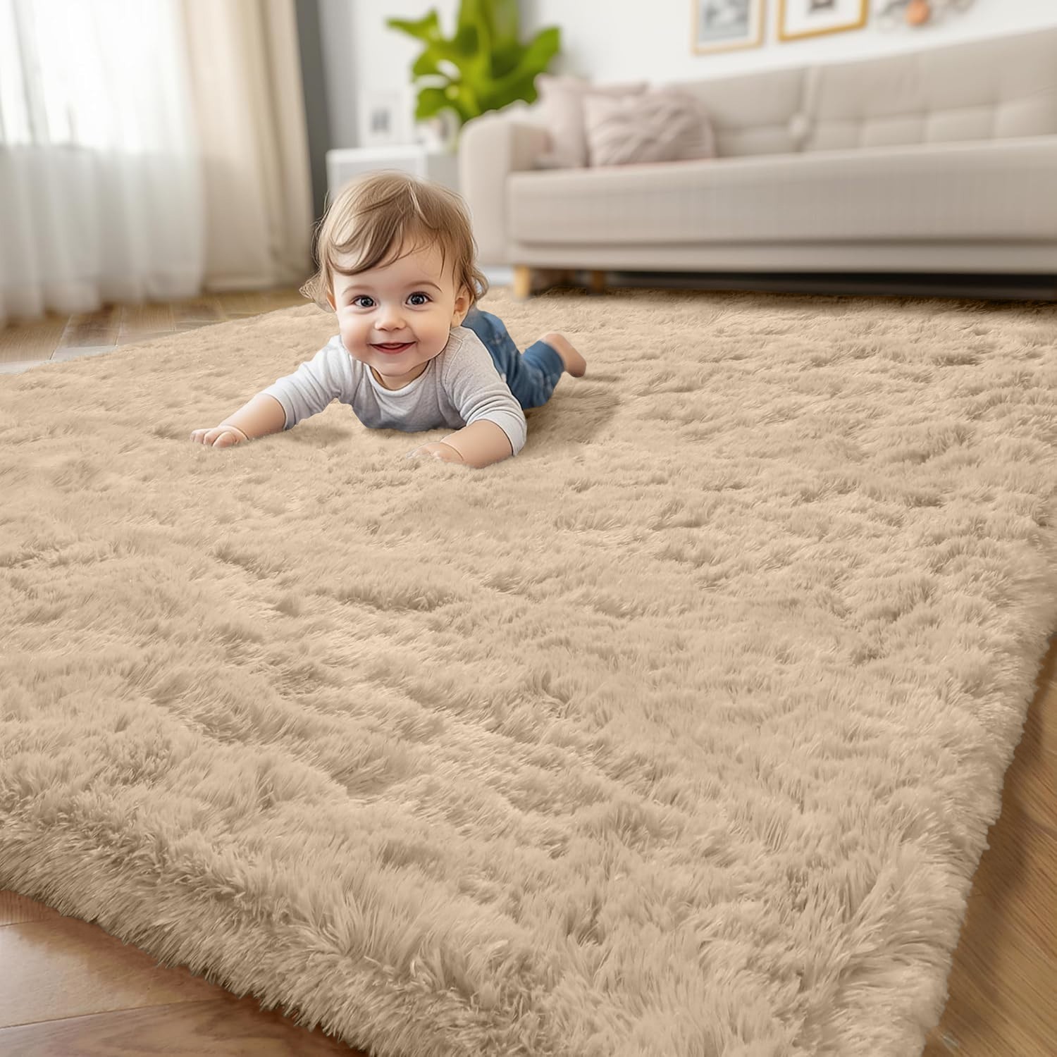 Indoor Shaggy Fluffy Area Rugs Ultra Soft Large Fluffy Floor Rug Mat for Bedroom