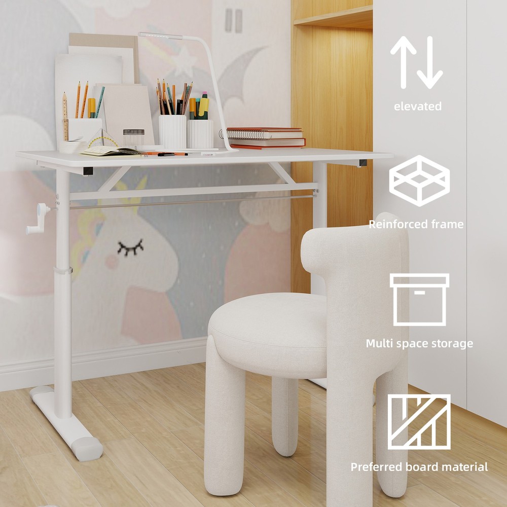 White Adjustable Study Home/Office Desk Height-Adjustable Multi-Purpose for Kid