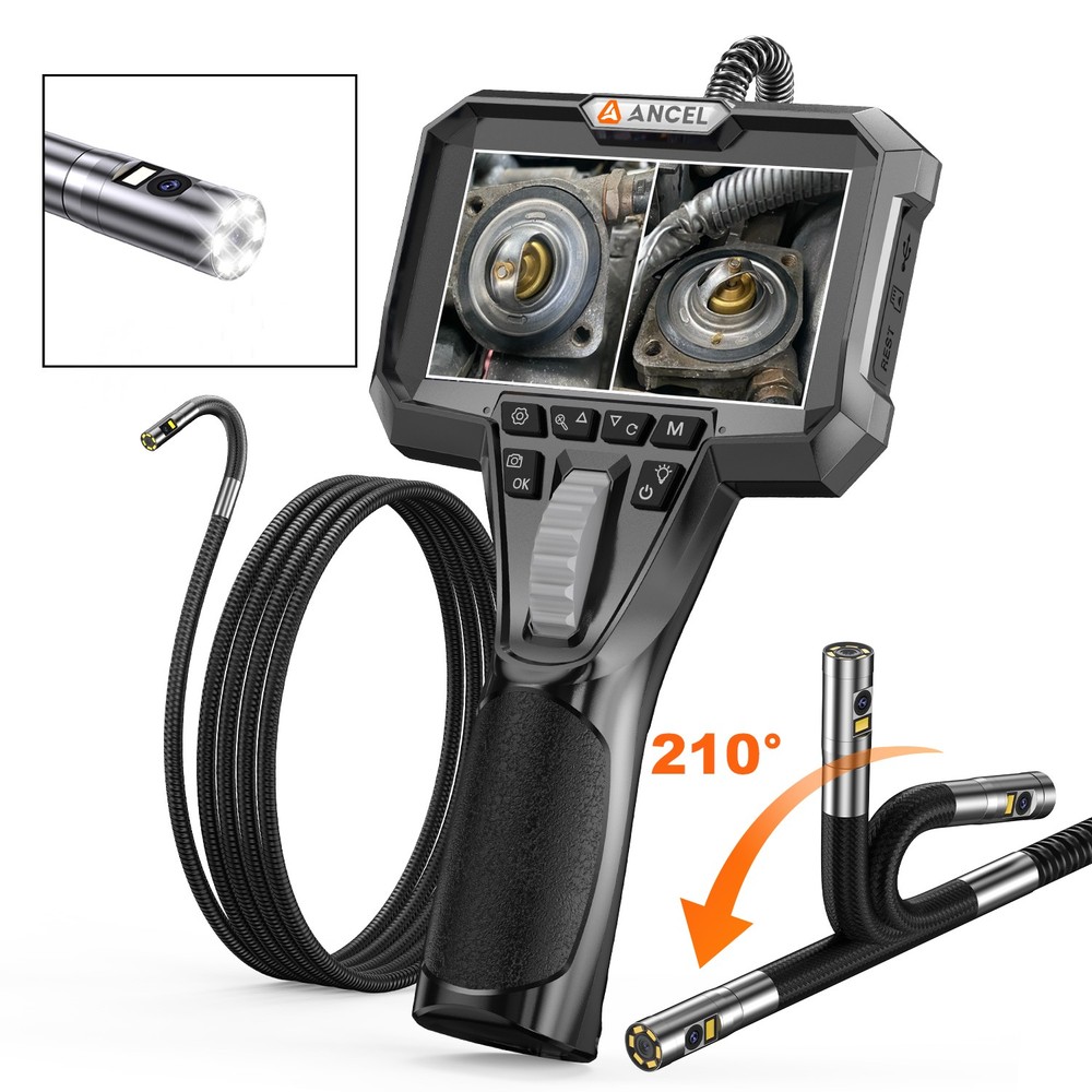ANCEL AN302 2-Way Articulating Borescope Camera 7 LED Light Industrial Endoscope