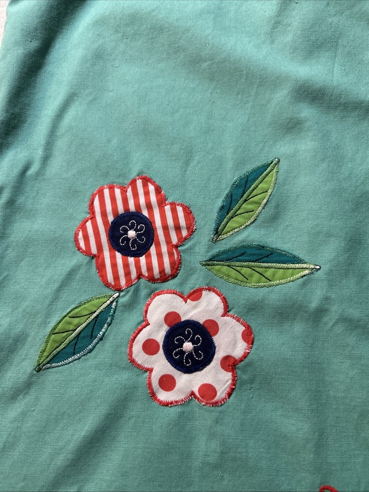 Laundry bag Appliqué flowers with drawstring 15x20
