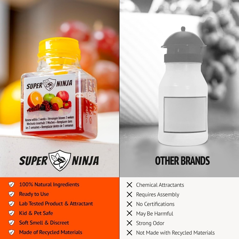 Super Ninja Fruit Fly Traps for Indoors - 1 Pack, Highly Effective Fruit Fly Cat