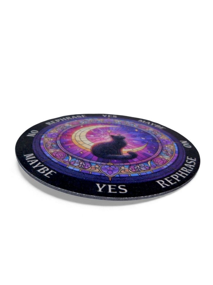 Mystical Cat Pendulum Board 6" - Reversible Coaster & Divination - New