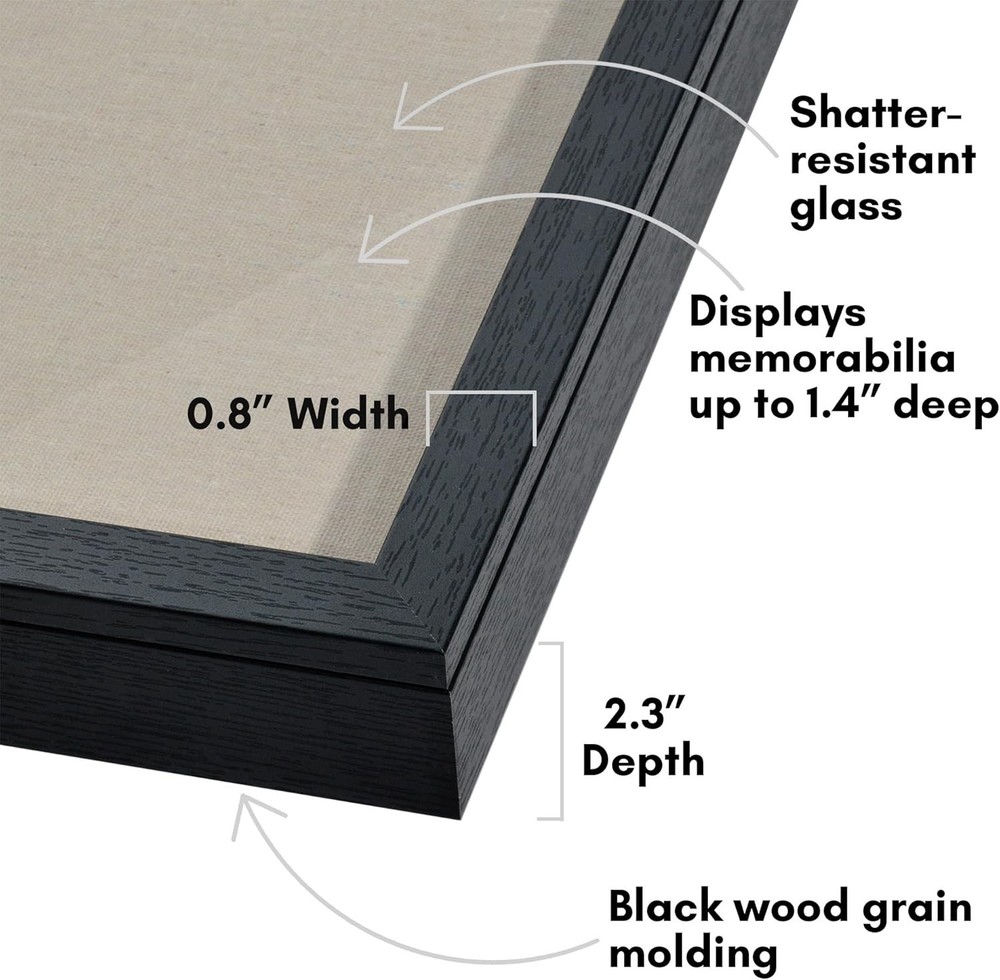 Stylish 11x14 Shadow Box Display Case with Front Opening & Secure Closure, Black