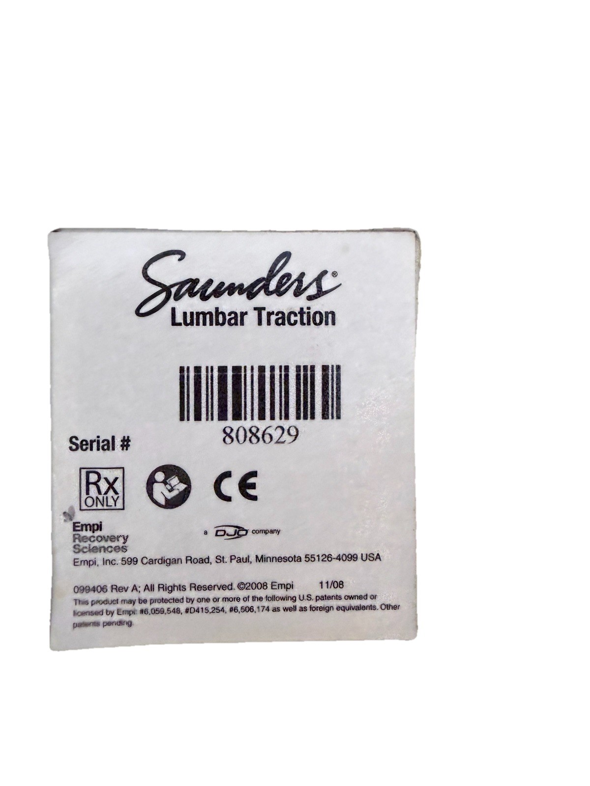 Saunder Lumbar Traction Device W/ Hand Pump in Travel Case