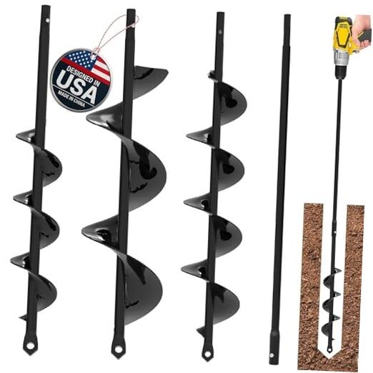 Auger Drill Bit for Planting 3 Pack with Extension - 3 Bits With Extension