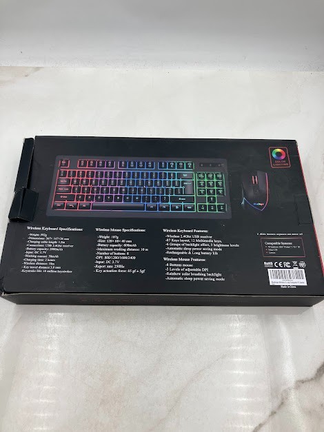Bluefinger Wireless Keyboard and Mouse-Rainbow Backlight