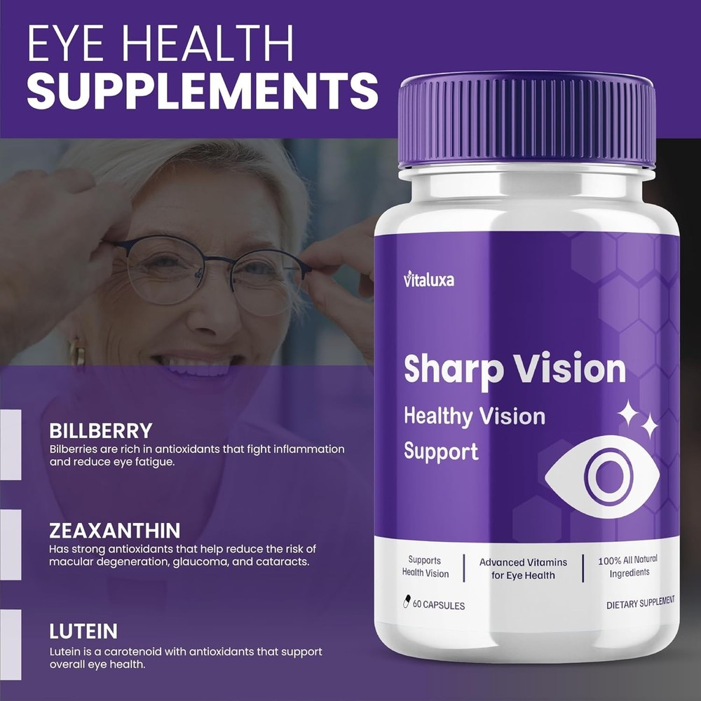 Sharp Vision Eye Support Supplement & Vitamins for Eye (60 Capsules)