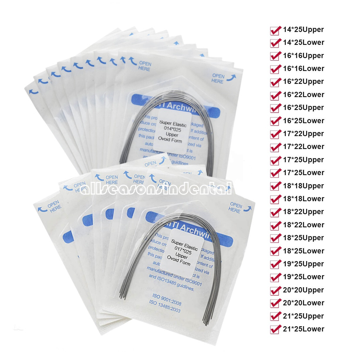 Dental Ortho Super Elastic Niti Rectangular Arch Wire Ovoid/Natural Alambre Arco