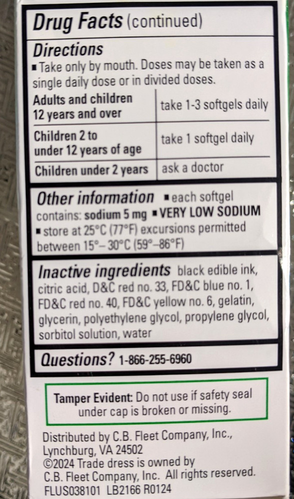 3 PACK Fleet Laxative Stool Softener Oral Laxative for Constipation- 75 softgels
