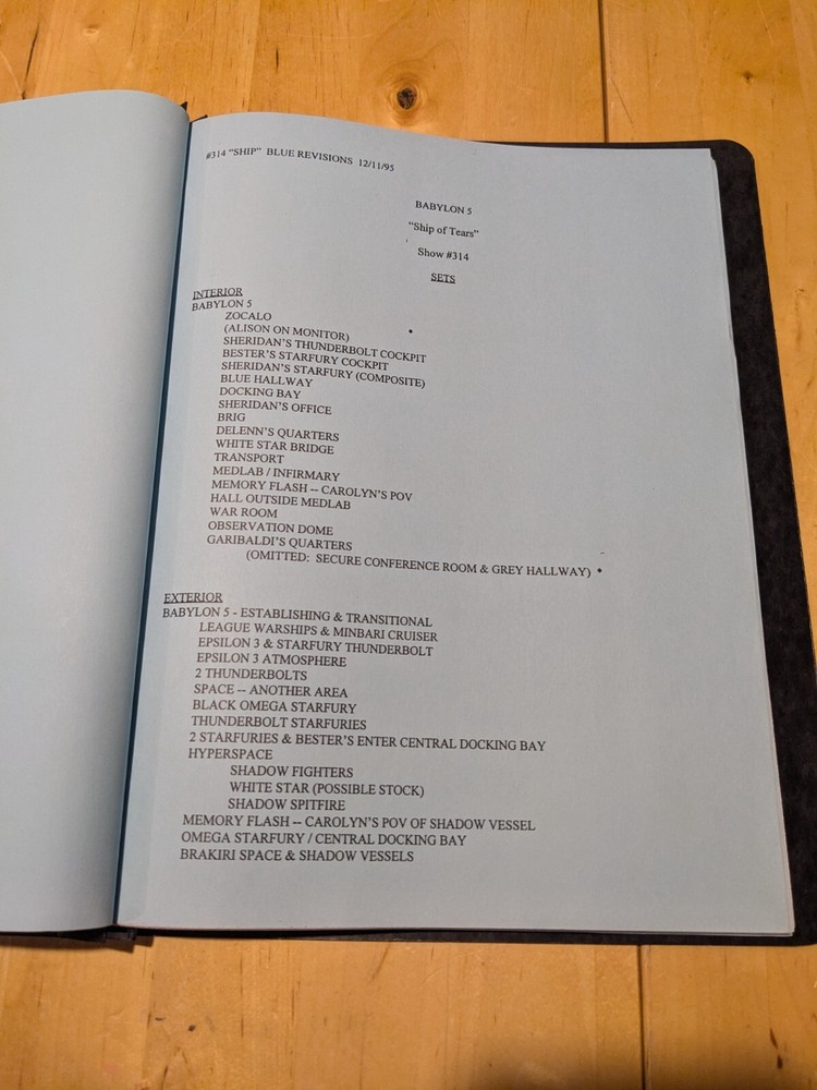 Babylon 5 Original Production Script ~ Ship of Tears