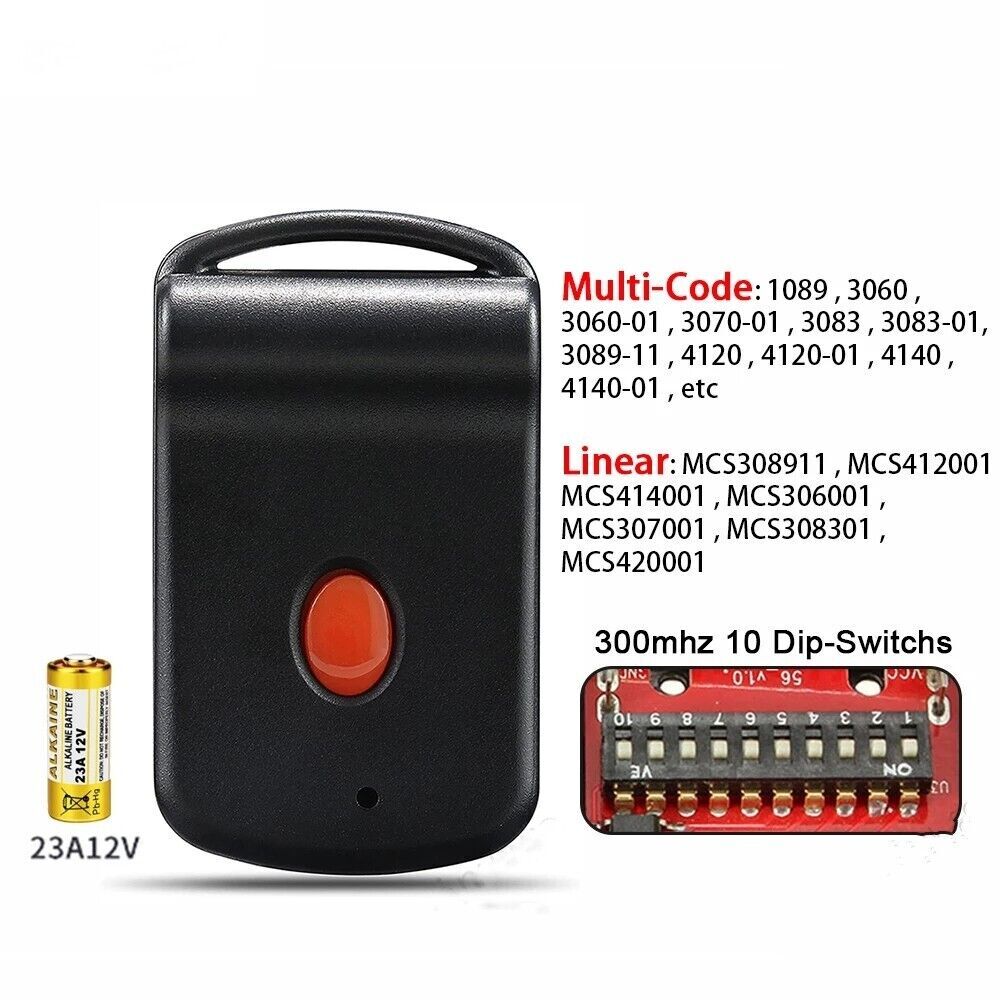 MultiCode 3089 10 Code Sw For Linear Gate Garage Remote Control MCS308911 300mhz