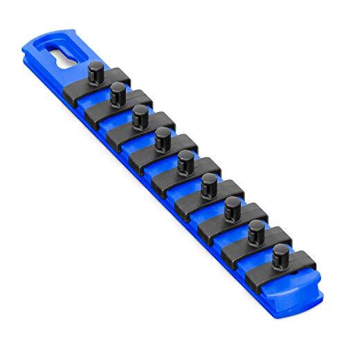 Ernst 8407M 8 Magnetic Socket Organizer with 9 Socket Clips - Blue - 1/4