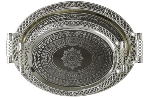 Brand New Serving Tea Fruit Nuts Tray 2-Piece Set 17"+14" Oval Silver Plated ...