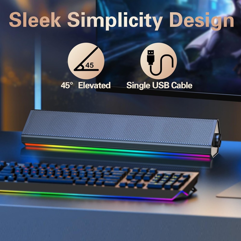 Computer Speakers for Desktop PC Bluetooth USB Gaming Light Dual Touch Type-C