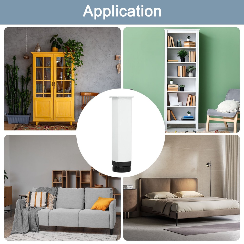 Adjustable Height Center Support Leg, 6" Bed Support Legs, White