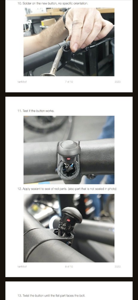 Two(2) Vanmoof S3 & X3 Boost/Power Button