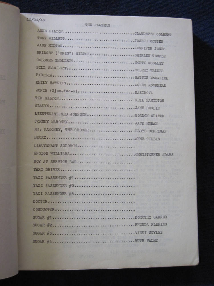 ORIGINAL UNFINISHED WORKING SCRIPT 'SINCE YOU WENT AWAY' by JEFFREY DANIEL