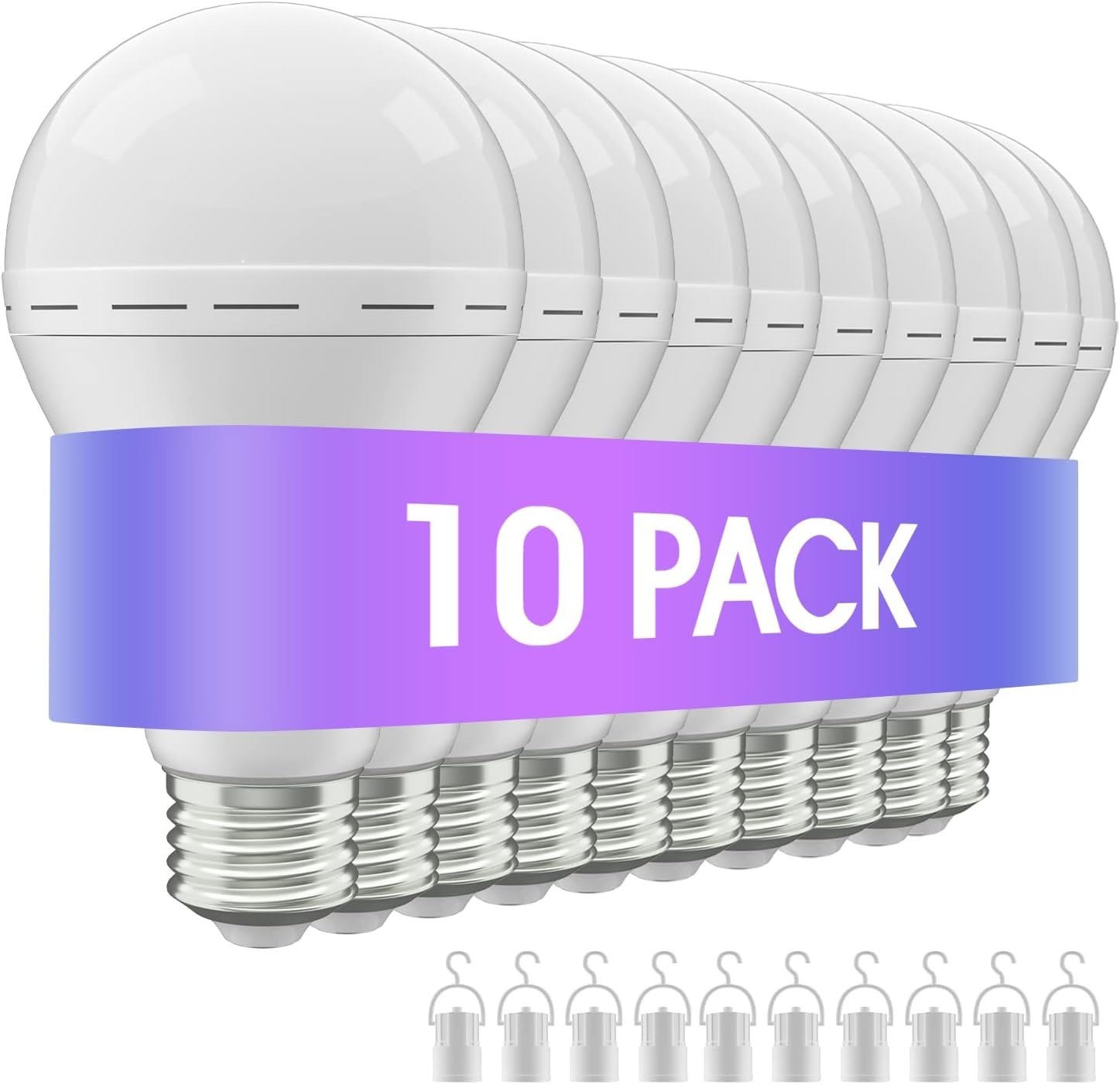 10Pack Emergency-Rechargeable-Light-Bulb, 1200mAh LED Light for Home,Camping